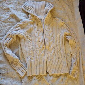 White zip up sweater clothing item 11